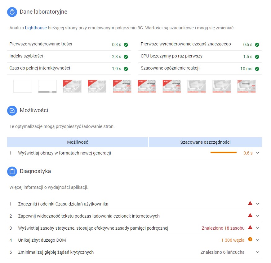 pagespeed dane mozliwosci 11 2018