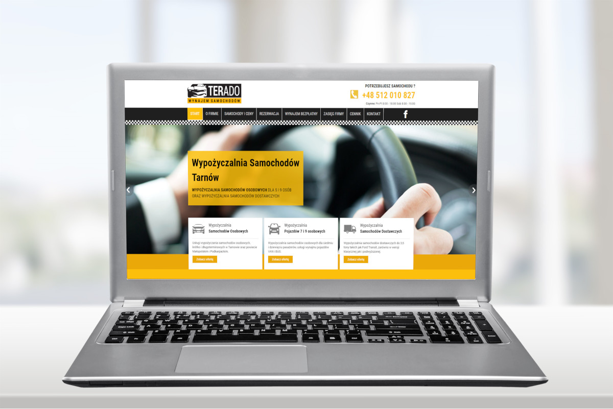strona internetowa dla wypożyczalni samochodów