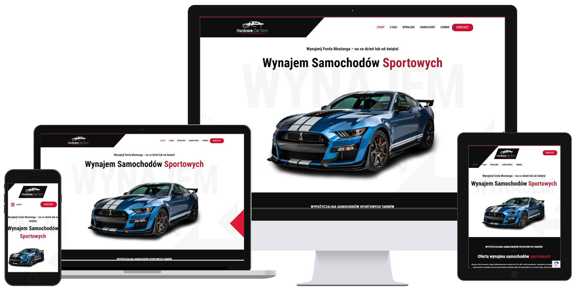 Strona www wypożyczalni samochodów sportowych