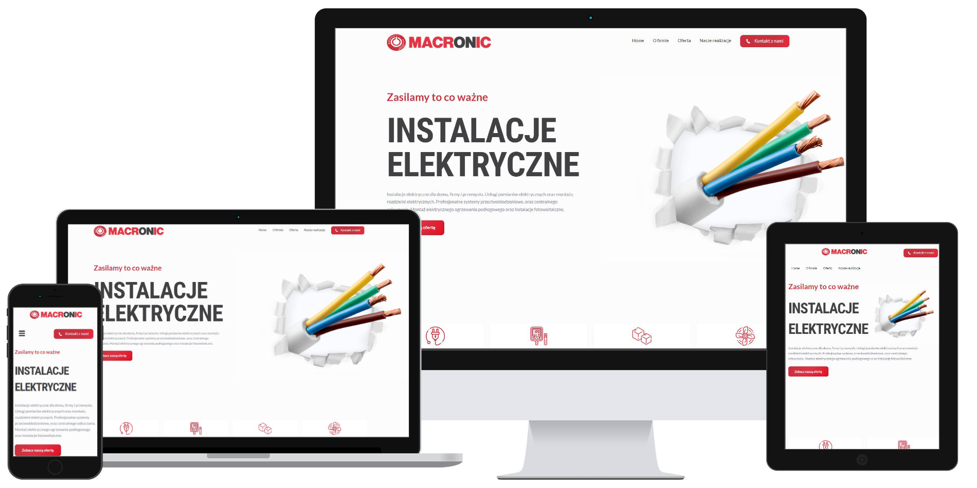 Strona internetowa dla firmy elektrycznej Macronic 2 Strona internetowa dla firmy elektrycznej