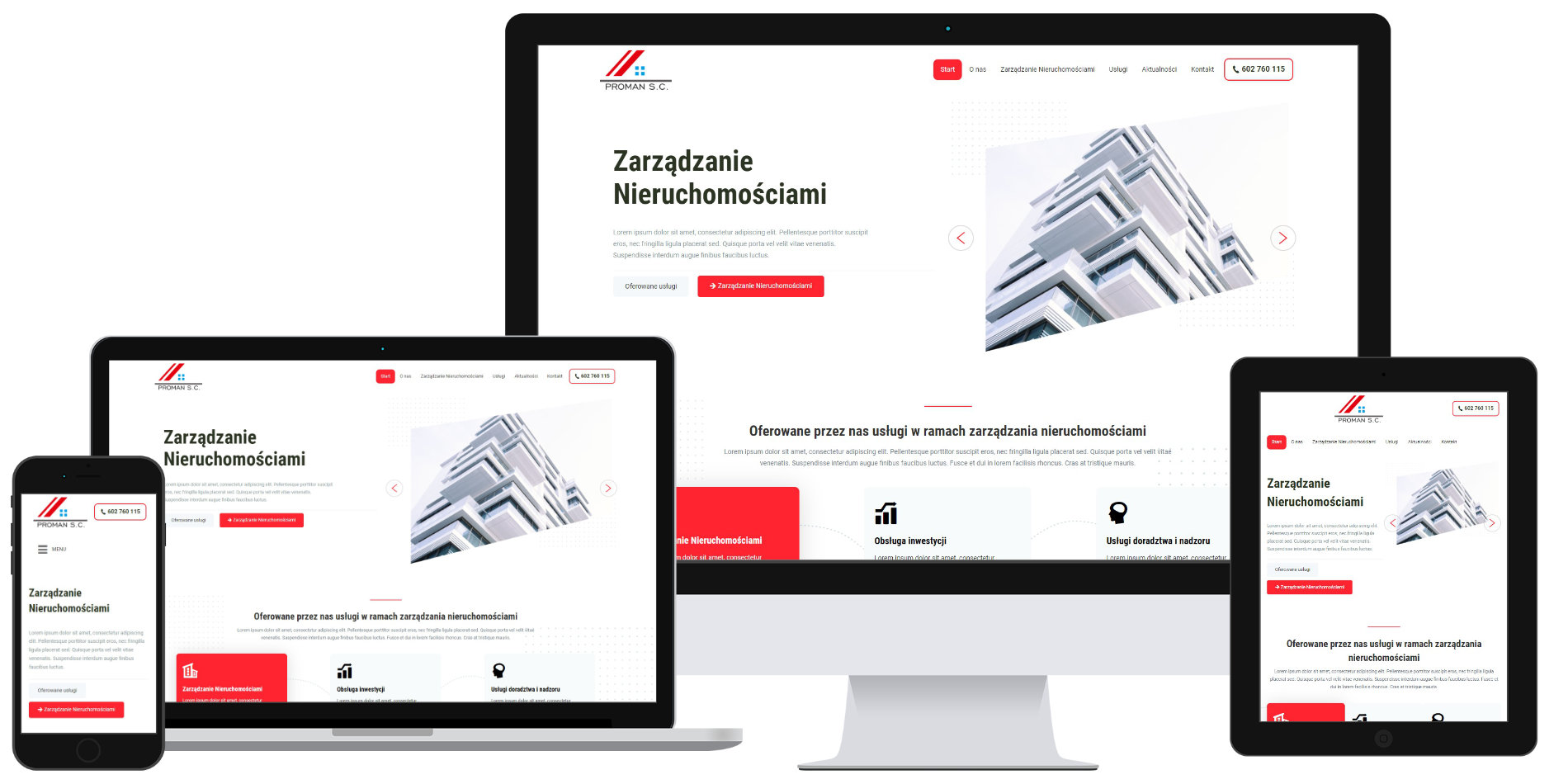 Strona internetowa zarządcy nieruchomości Proman 2 Strona internetowa zarządcy nieruchomości