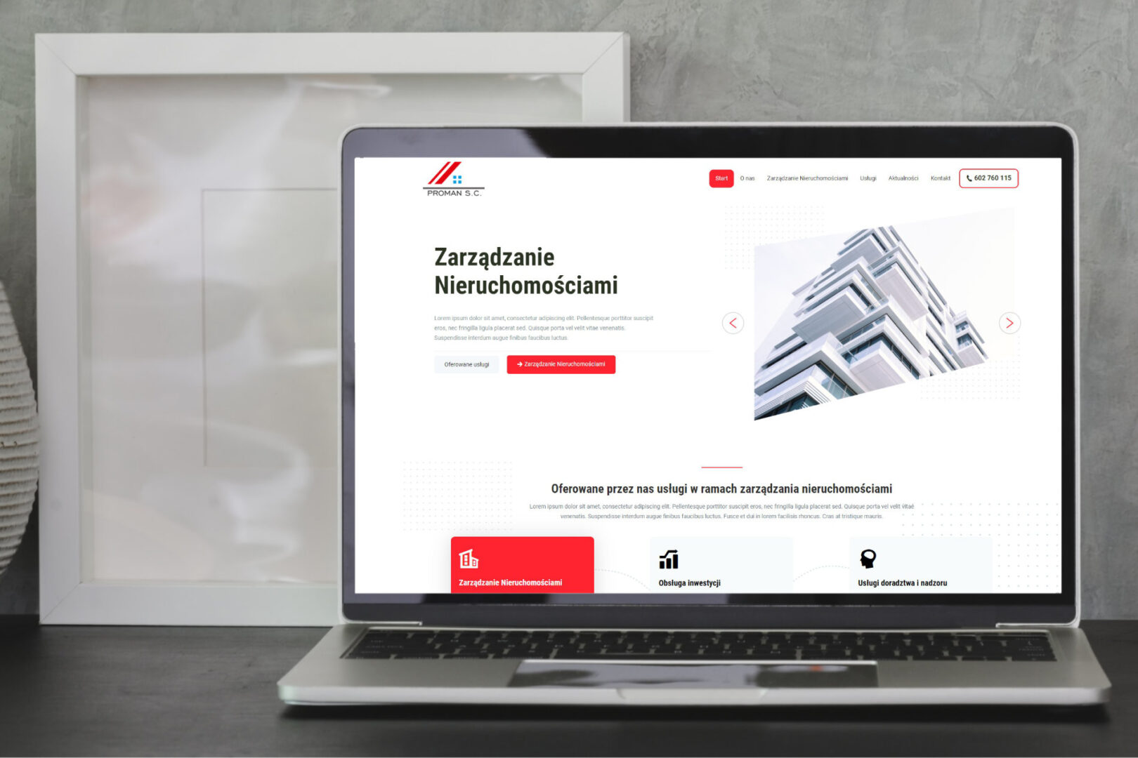 Strona internetowa zarządcy nieruchomości Proman 1 Strona internetowa zarządcy nieruchomości
