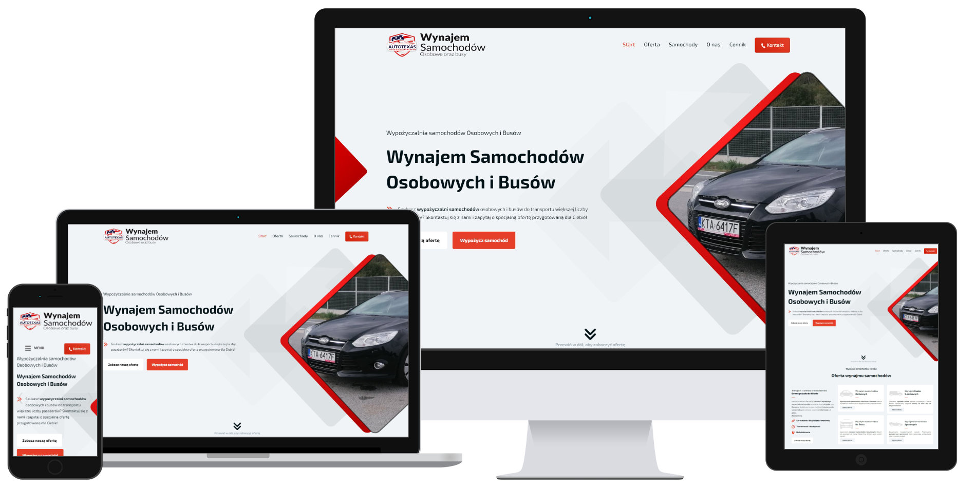 Strona internetowa wypożyczalni samochodów