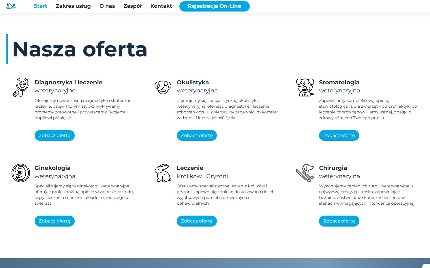 strona internetowa dla branzy weterynaryjnej oferta